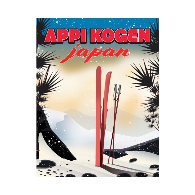 Appi Cogen Japan Ski travel poster by nickemporium1