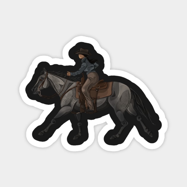 Dark Dapple Bay Western Ranch Horse Gallop Magnet by themarementality