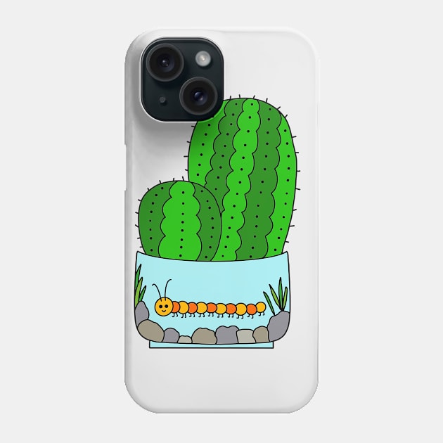 Cute Cactus Design #147: Prickly Pear Cacti In Cute Caterpillar Pot Phone Case by DreamCactus