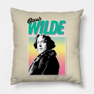 Oscar Wilde --  1990s Styled Retro Typographic / Graphic Design Pillow