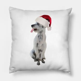 Funny Irish wolfhound In Santa Hat Pillow
