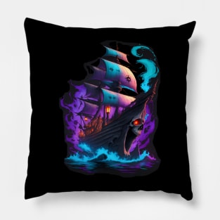 Ghost ship colorful Pillow