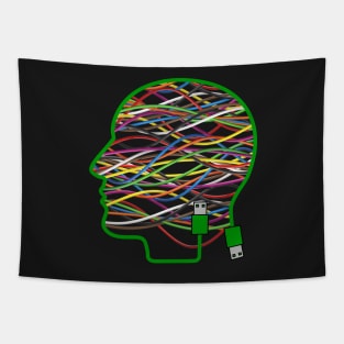 Wireman- Electrical Electronic Theme Human Head Shaped USB and Wire art Tapestry