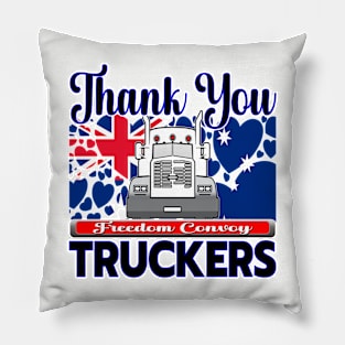 TRUCKERS FOR FREEDOM - THANK YOU TRUCKERS - AUSTRALIAN FLAG - CANBERRA BLK LETTERS GRAPHIC Pillow