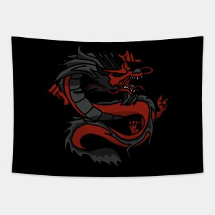 Chinese Dragon Long Red Black Angry Powerful Creature Tapestry