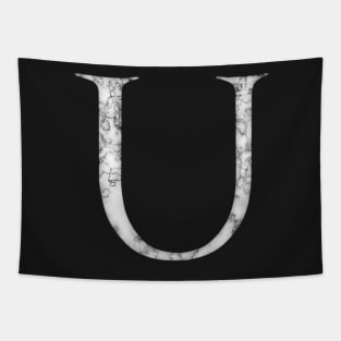 U in Roman White Marble Latin Alphabet Letter Sticker Tapestry