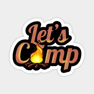 Logo Let's Camp On Camp Fire On Camping Magnet