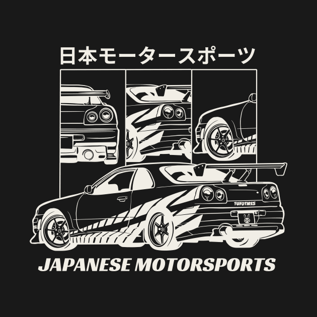 Monochrome Japanese JDM GTR Skyline R34 by COSYMICTEES