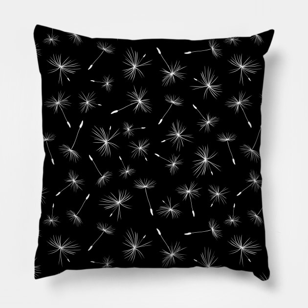 Monochrome Dandelions Pillow by Sandra Hutter Designs