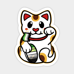 LGBTQ+ Pride Lucky Cat - Aromantic Magnet