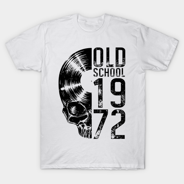 Discover Old School 1972 Vintage Vinyl Record Lover Gothic Skull LP - Old School 1972 Vinyl Record Skull - T-Shirt