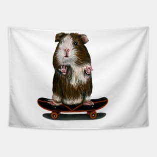 Skateboarding Guinea Pig Standing Tapestry