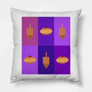 D&amp;D - Doughnuts and Dreidels Purple Grid Pillow