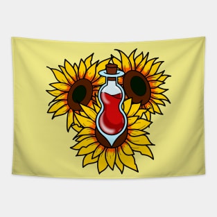 Red Potion with Sunflowers Tapestry