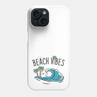 Beach Vibes Ocean Waves and Palm Trees Phone Case