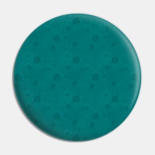 Teal Green Grunge Flowers and Hearts Pattern Pin