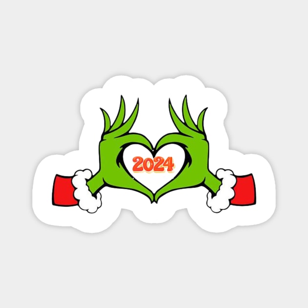 Grinch Heart 2024 Magnet by positive_negativeart