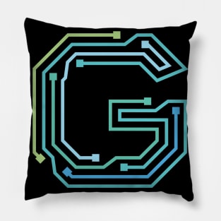 Alphabet G Circuit Typography Design Pillow