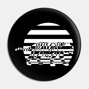 Black and white Tiger art, moon Illusion Pin