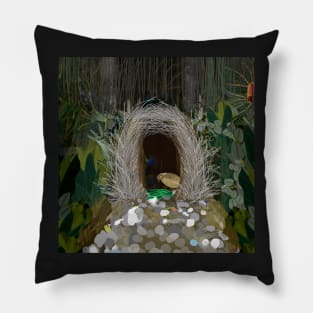 Square Spotted Bowerbird Treasures Pillow