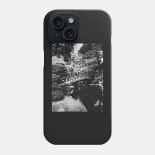 Black and White Shot of Small Bridge in Japanese Garden Phone Case