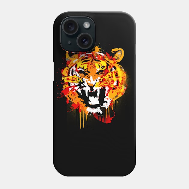 Tiger Splatter Phone Case by weckywerks