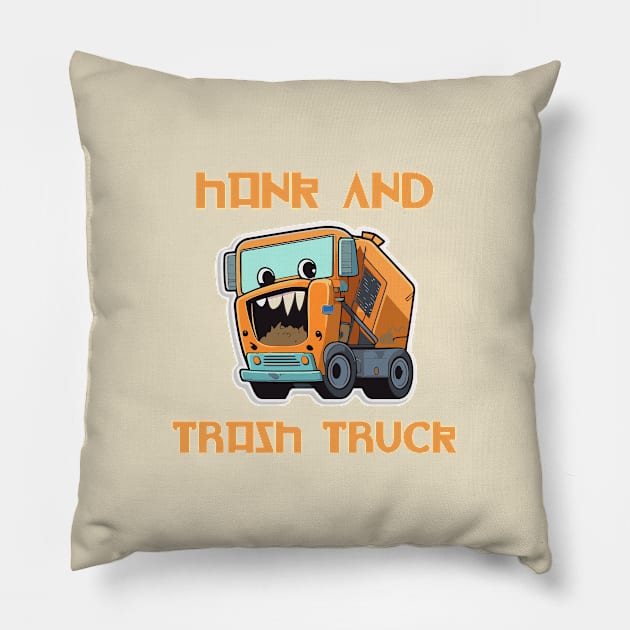 Hank and Trash Truck Pillow by Qasim