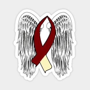 Winged Awareness Ribbon (Burgundy & Cream) Magnet