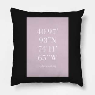 Ridgewood New Jersey Longitude and Latitude Pink Pillow