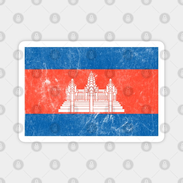 Cambodian Flag / Faded-Vintage Style Magnet by DankFutura