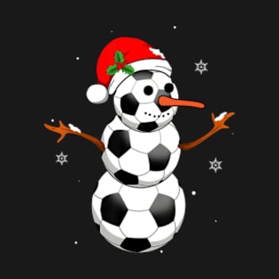 Soccer Santa Hat Snowman Christmas Lights Funny Xmas Squad T-Shirt