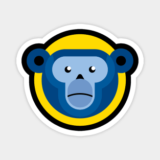 Blue Monkey on yellow Magnet