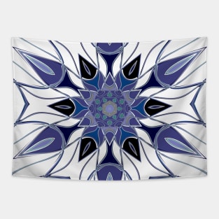 Cartoon Mandala Flower Purple Blue and White Tapestry