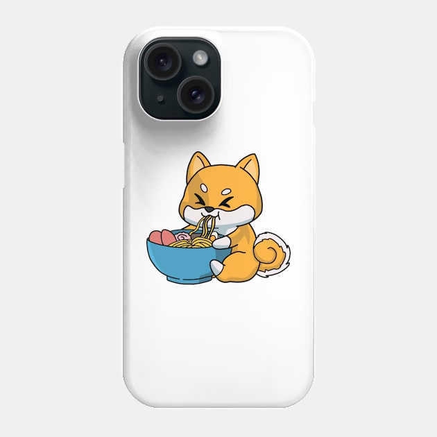 Anime Kawaii Ramen Eating Fox Japanese Noodles Phone Case by Mesyo