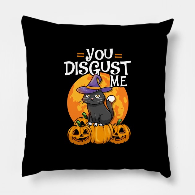 You Disgust Me - Funny Halloween Cat Costume Pillow by biNutz