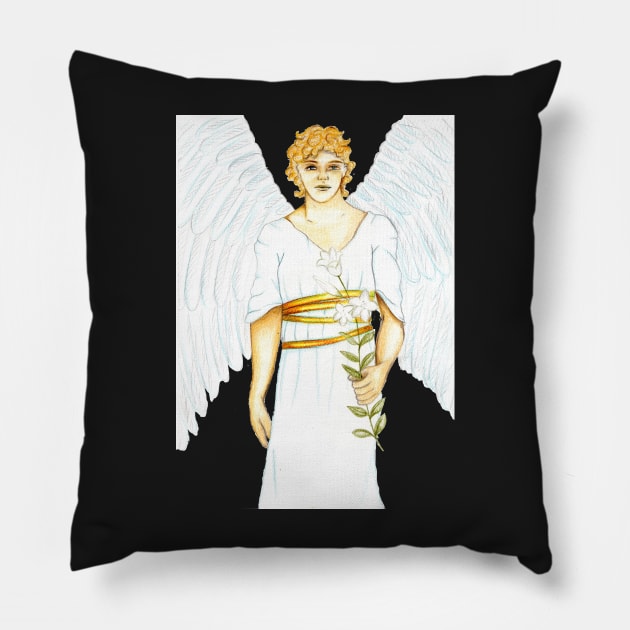 Archangel Gabriel the Messenger Angel- Dark Red Pillow by EarthSoul