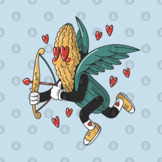 corn with wings and an arrow is holding a heart by MN-STORE