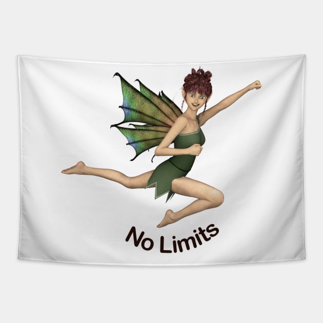 No Limits cute elf fairy faerie flying through air dragon wings Tapestry by Fantasyart123