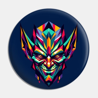 Polygonal Dark Elf: Mystical Fantasy Art Pin