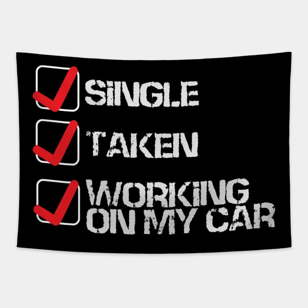 Working On My Car Tapestry by thingsandthings