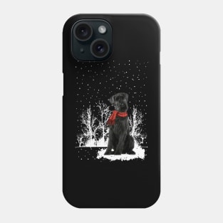 Christmas Giant Schnauzer With Scarf In Winter Forest Phone Case