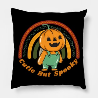 Cutie But Spooky Cute Halloween Pumpkin Head Design Pillow