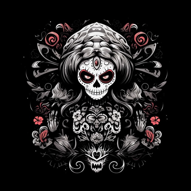 Spirited Fusion Black Widow Sugar Skull by MuseOfMilo