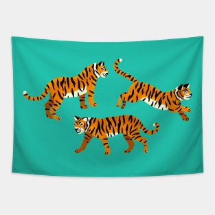 Tigers on Turquoise Tapestry