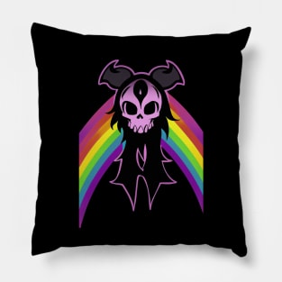 Rainbow Goth Skull Mascot Pillow