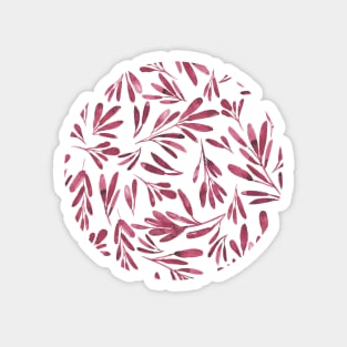 Pink leaves watercolor pattern illustration Magnet