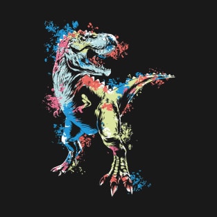 Dynamic Dino: Vibrant Splash Art T-Rex T-Shirt