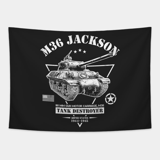 M36 Jackson Tank Destroyer Tapestry by Military Style Designs