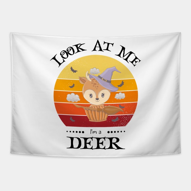 Funny Halloween Retro Vintage Deer Tapestry by Art master