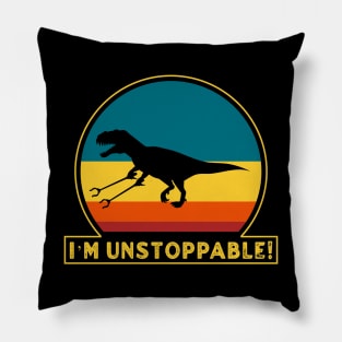 I’m Unstoppable T Rex With Long Arms Trash Pickers Retro Pillow